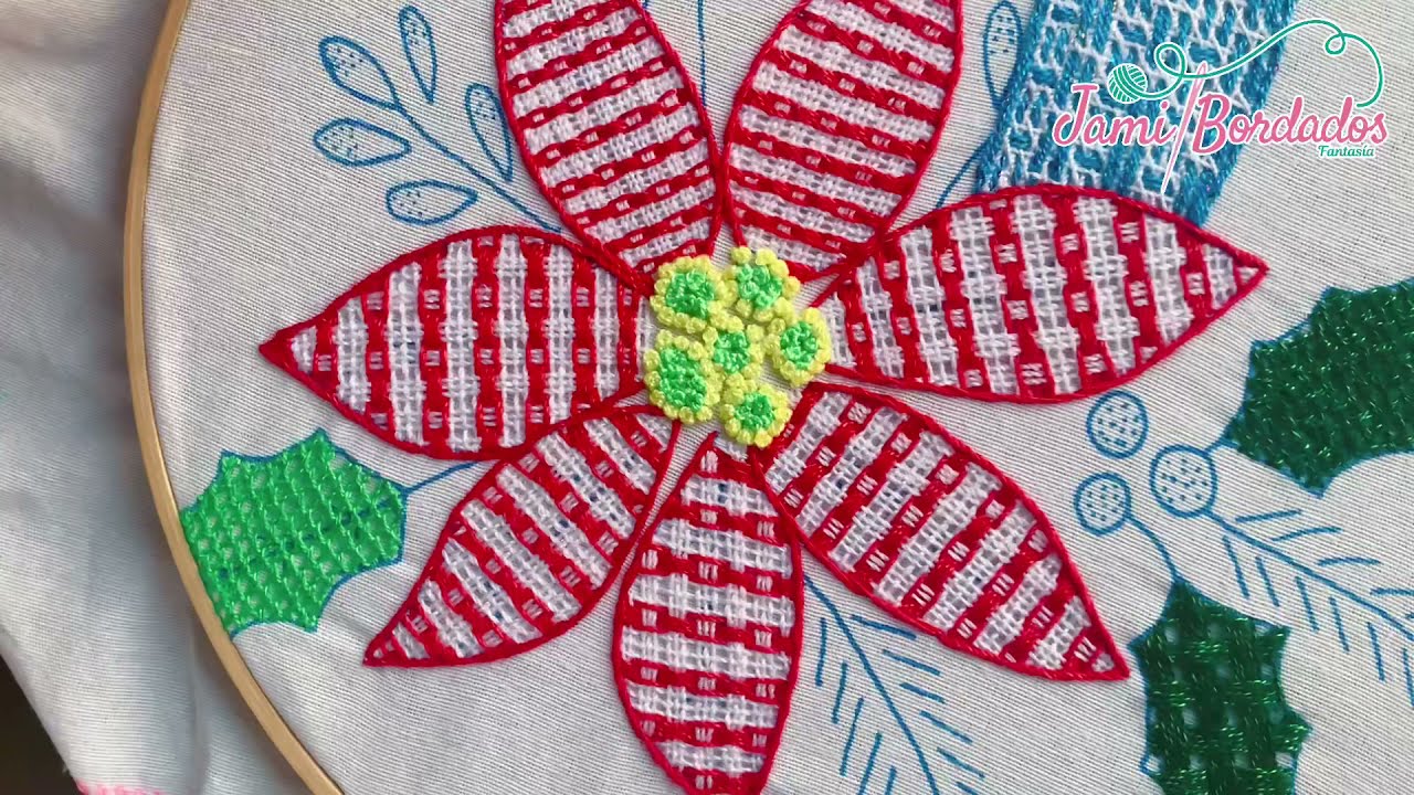 232. Bordado Fantasía Nochebuena 7 / Hand Embroidery Poinsettia with Fantasy