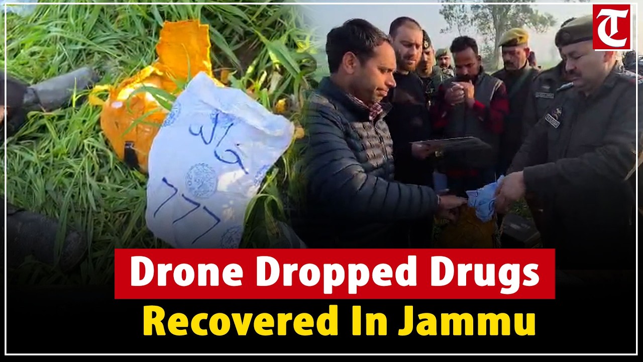 Jammu: Security forces recover suspected heroin dropped by drone near International Border