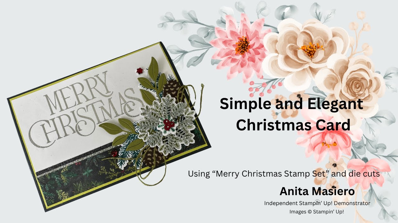 Simple Stamping for a Striking Christmas Card | Silver Heat Embossing & Elegant Pines DSP