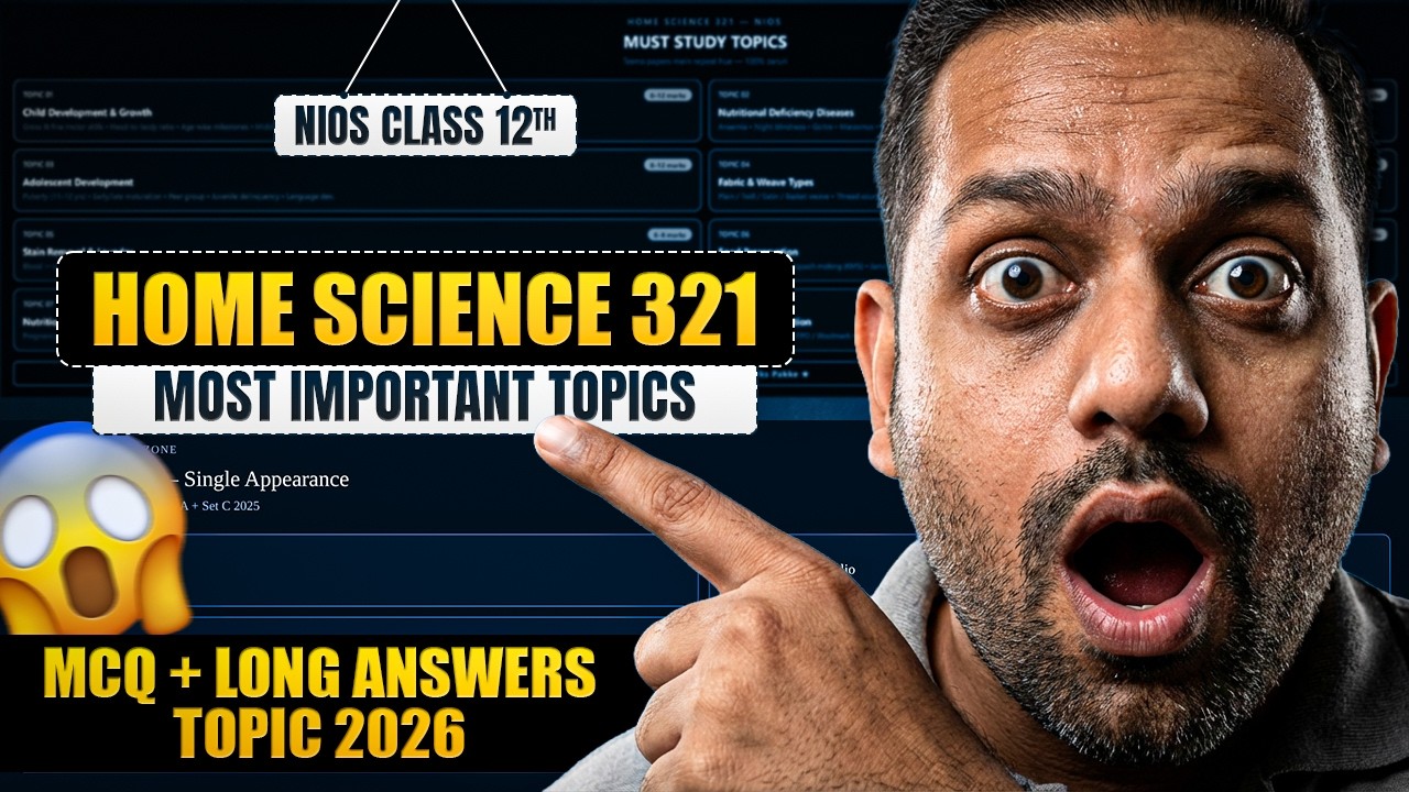 NIOS Class 12 Home Science 321 Important Questions: NIOS Home Science 321 Important Topics