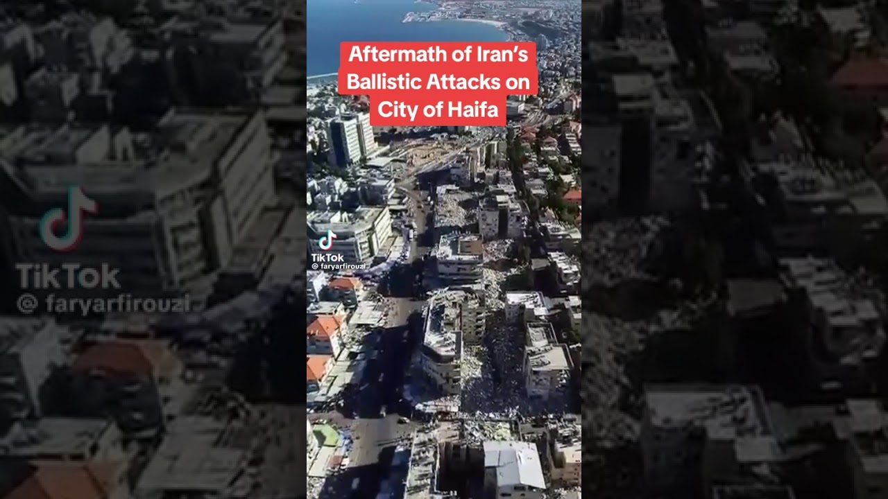City Of Haifa In Israel After Iran Ballistic Strike #iran #israel #conflict #haifa #war #warzone