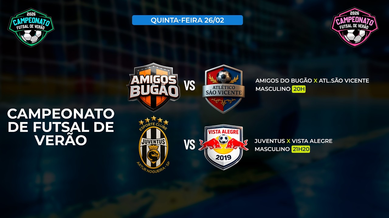 AO VIVO: Acompanhe agora os jogos do Campeonato Futsal de Verão 2026!