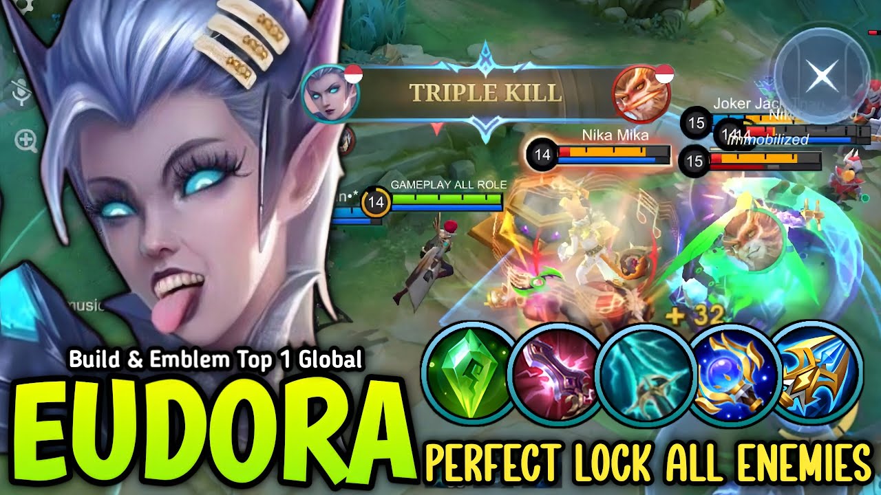 EUDORA NEW 1 SHOT BUILD FOR MID LANE 100% INSTANT DELETE MONSTER 😱 - BUILD TOP 1 GLOBAL EUDORA