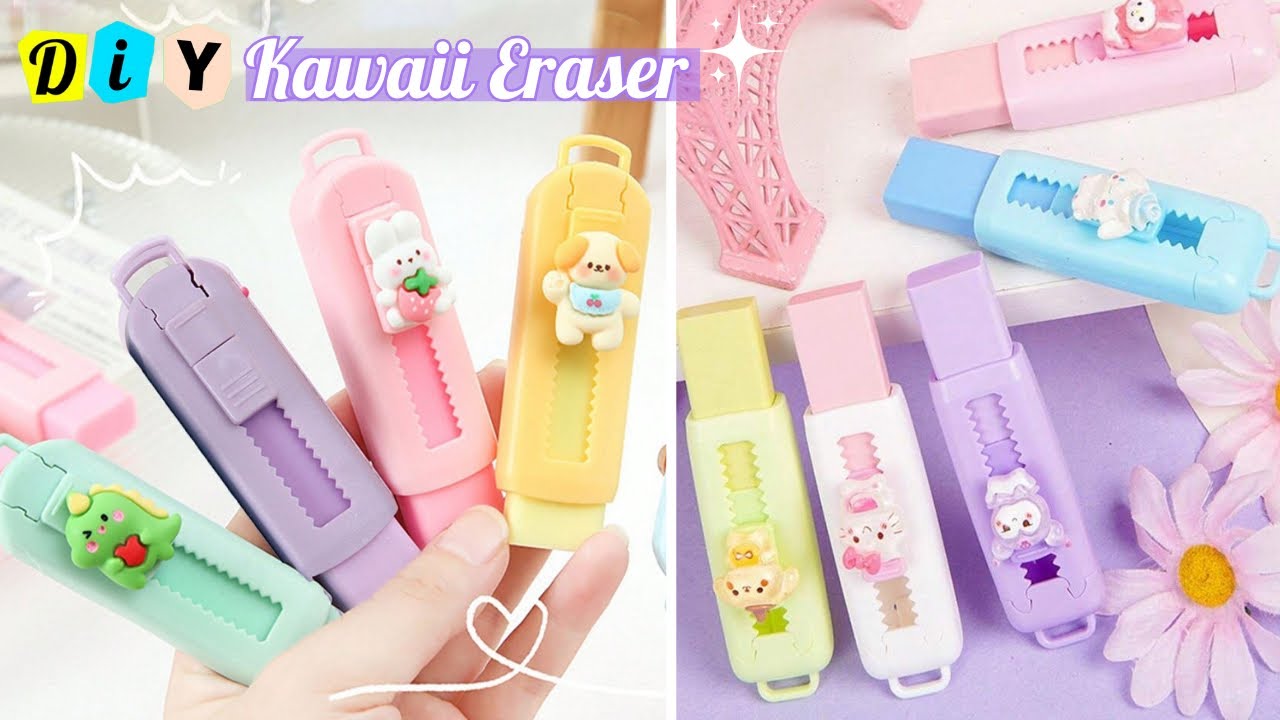 DIY kawaii Push-Pull Eraser | Handmade Cute Eraser | How to make cute Push-Pull eraser at home