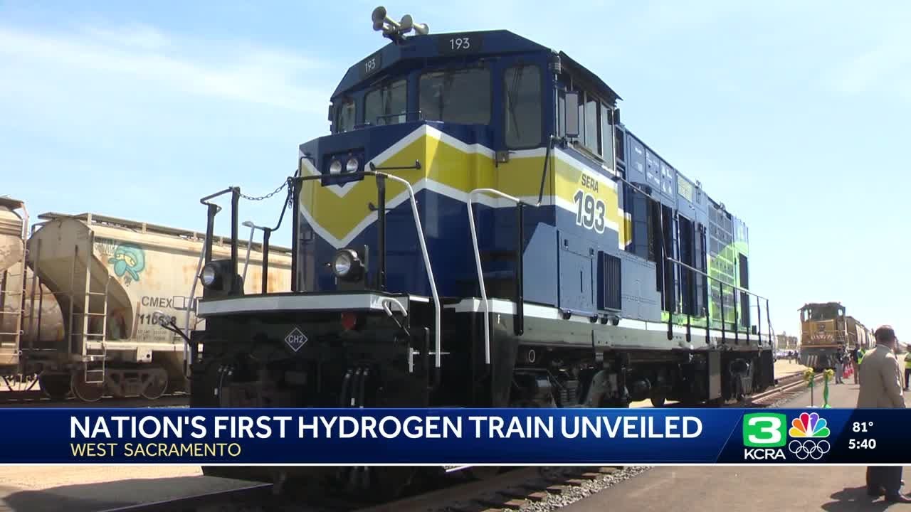 Nation's first hydrogen-fueled train unveiled in West Sacramento