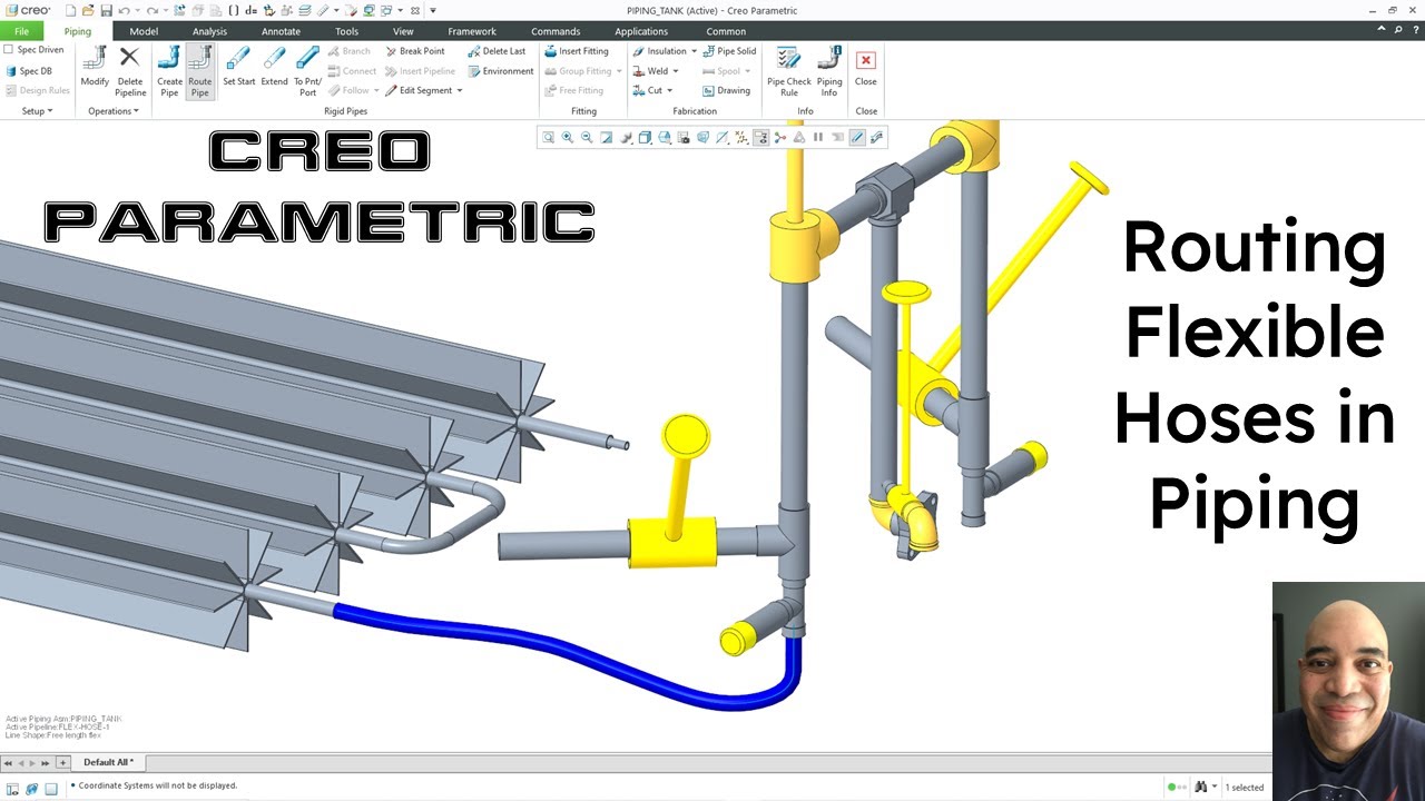 Creo Parametric - Routing Flexible Hoses - Piping Mode