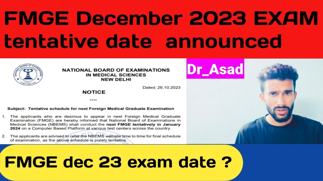 FMGE December 2023 tentative Date announced || FMGE 2023 exam date ?