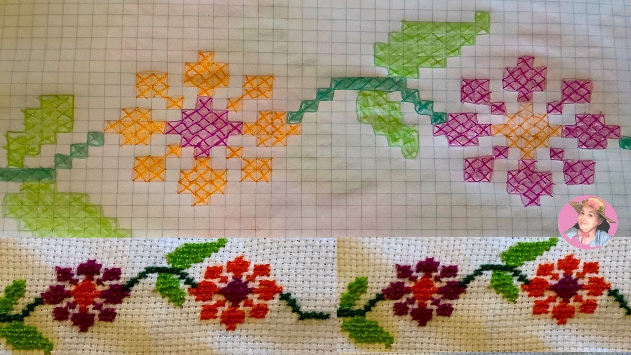 Guía de flores en punto de cruz chico paso a paso #516