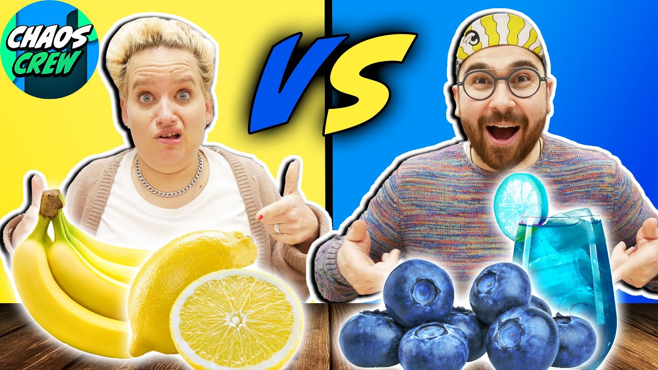 BLAUES vs GELBES ESSEN FARB CHALLENGE! NUR 1 FARBE ESSEN!
