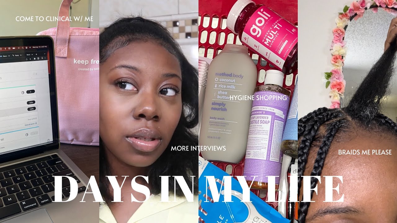 VLOG: DAYS IN MY LIFE AS A NURSING STUDENT | HYGIENE SHOPPING + ICU CLINICAL +KNOTLESS BRAIDS + MORE