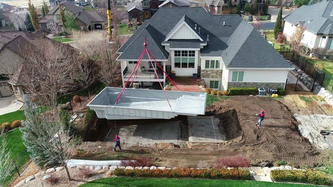 Lifting Fiberglass pool 160' feet away from the street in UT