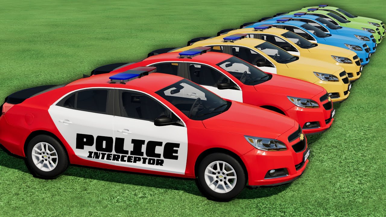 TRANSPORTING ALL COLORS CHEVY POLICE  VEHICLES WITH MAN TRUCKS  ! FS22