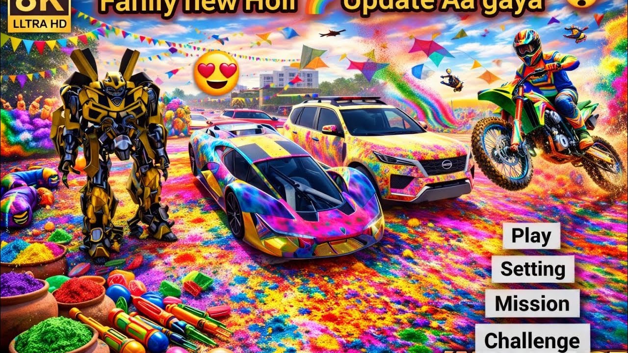 Family Holi Update Aa gaya Indin bike drivong 3d me🤯🌈/New Holi Update/Holi Update@HarshinGame#holi