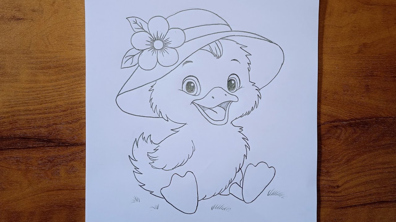 Adorable Baby Duck Pencil Drawing 🦆 | Step-by-Step Cute Drawing