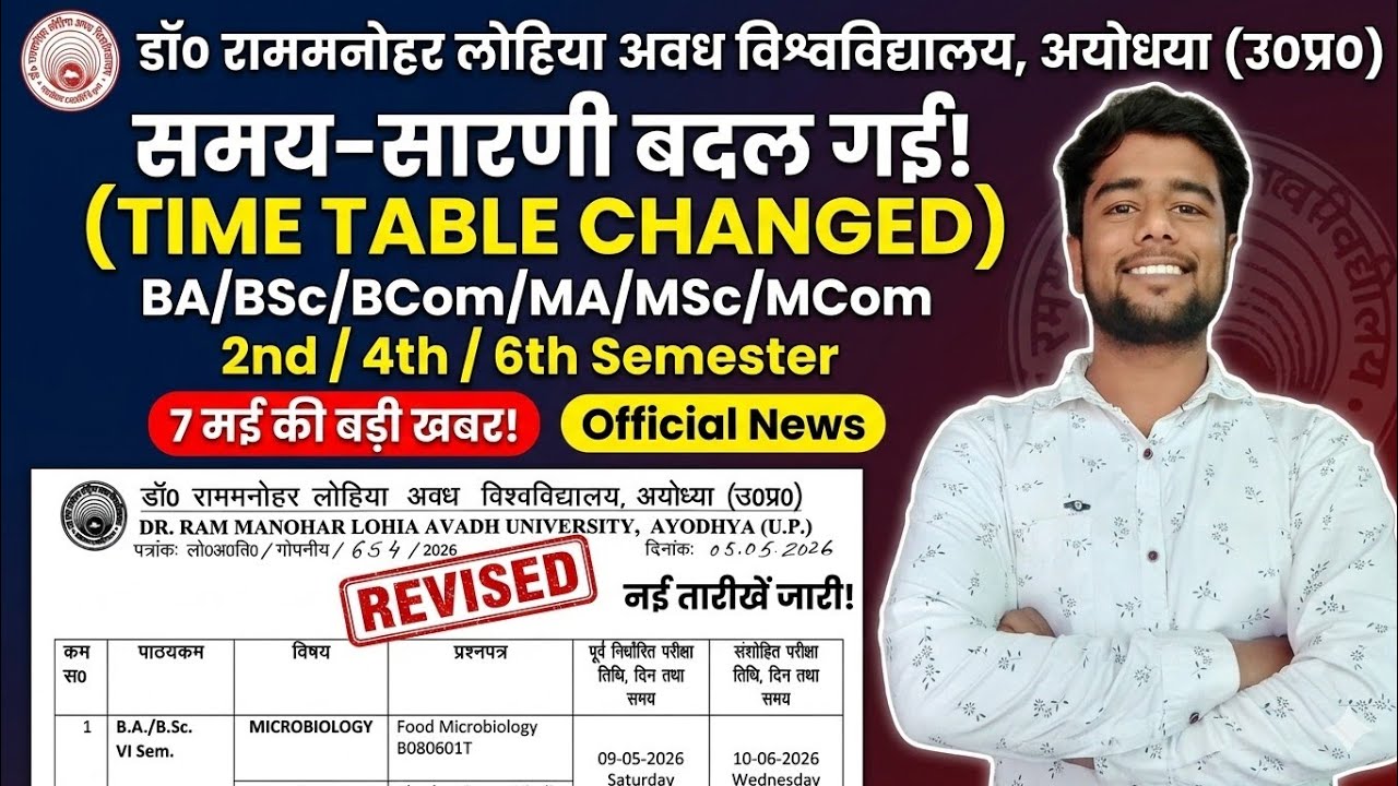 RMLAU Exam 2026: Time Table Changed Suddenly | BA BSC BCOM 2nd 4th 6th Sem Revised Scheme | Offic...