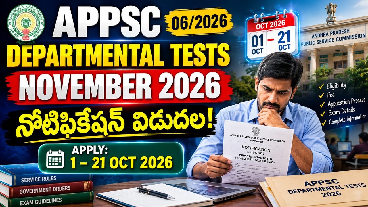 APPSC Departmental Tests November 2026 Notification | Apply Online |  Fee | Complete Details