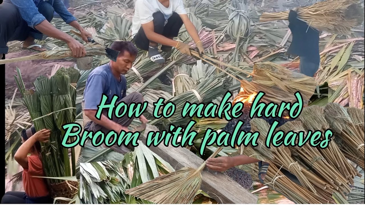 HOW TO MAKE HARD BROOM WITH PALM LEAVES