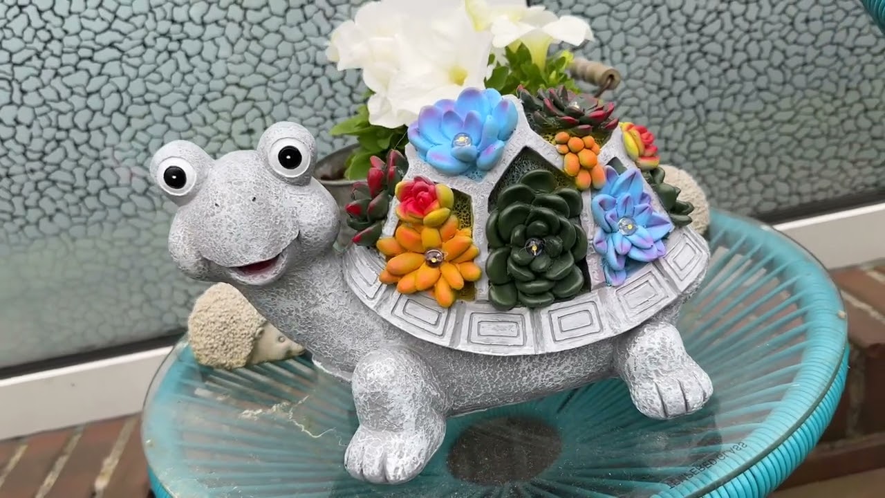 YIKEDAN Solar Gartenfiguren Schildkr&ouml;te Gartendeko f&uuml;r Innen & Drau&szlig;en Unboxing und Anleitung