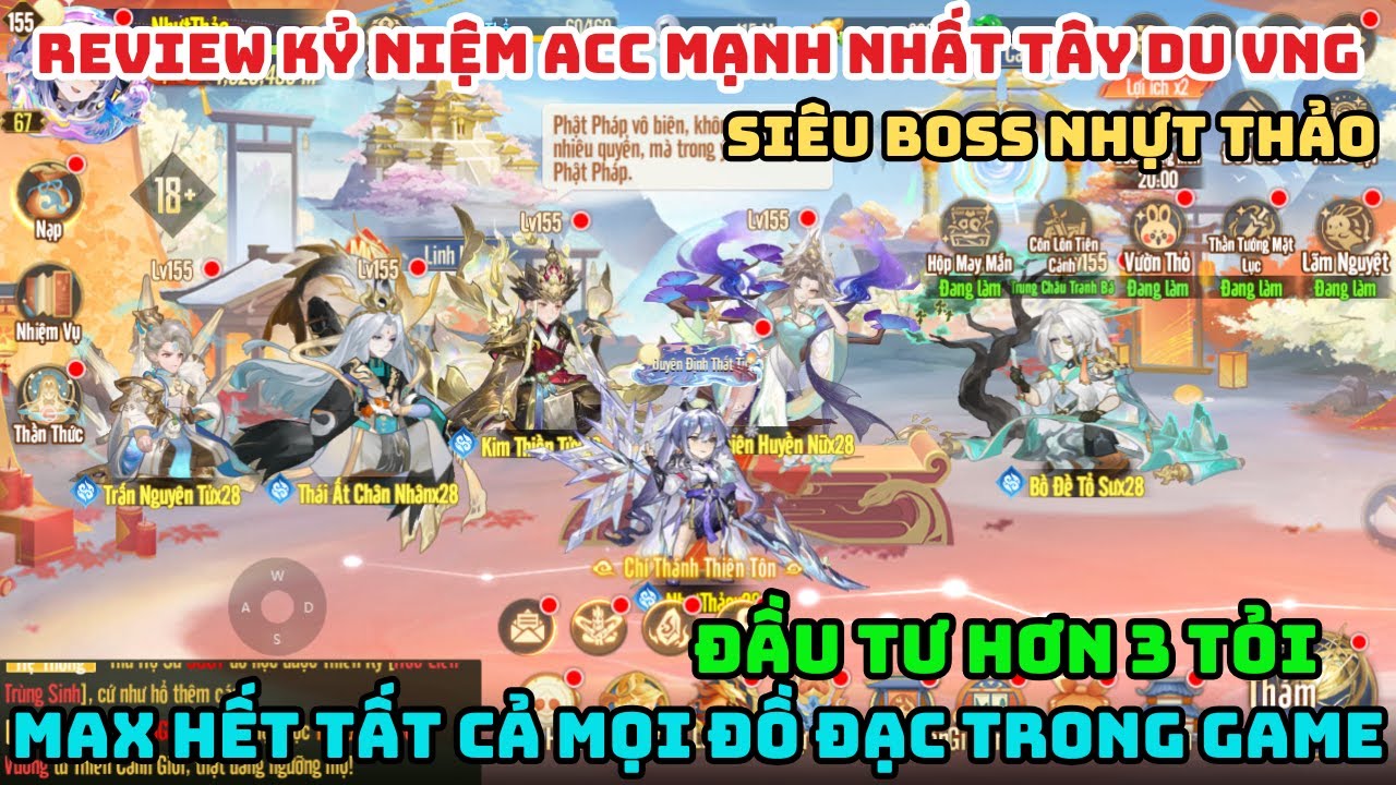 Tây Du VNG Reivew Kỷ Niệm Acc Mạnh Nhất Tây Du VNG - Mức Đầu Tư Hơn 3 Tỏi - Siêu Boss Nhựt Thảo