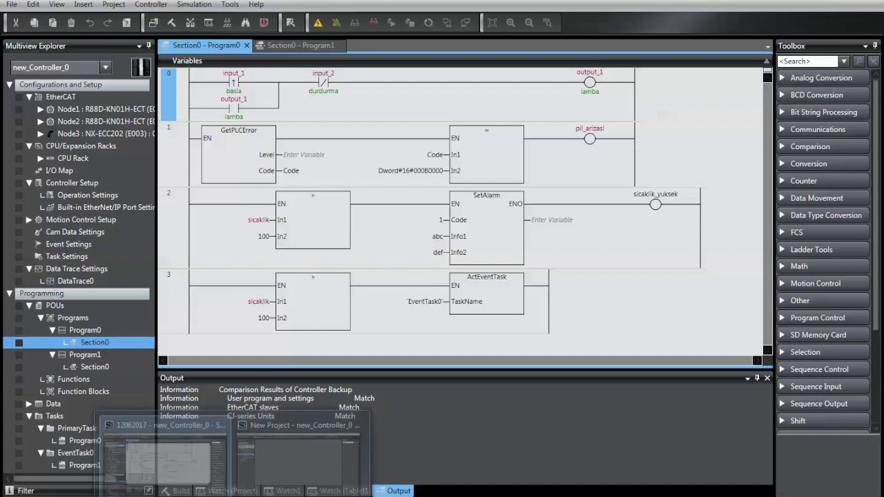 Ders:12 | OMRON Sysmac Studio Sysmac Kontrollerdan Backup Alma Ve Bilgisayara Kaydetme İşlemi