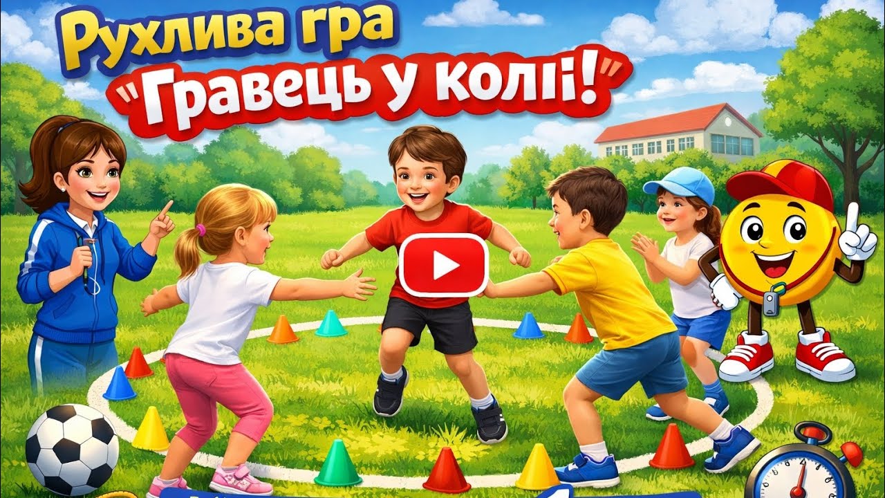 ​🔘 Рухлива гра «Гравець у колі» | Фізична культура 1 клас | НУШ Дистанційно