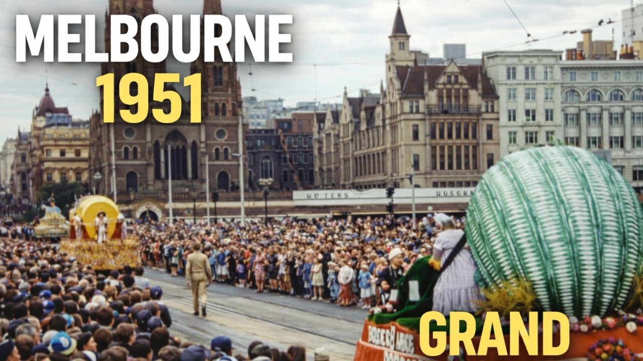 Melbourne 1951 🇦🇺 Pageant in Colour Rare Street Scenes & Parade Floats
