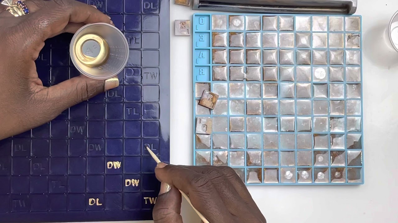 #155-Resin Scrabble game painting pieces