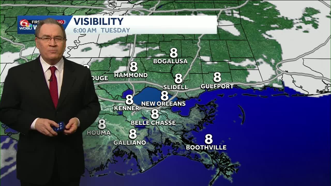 Patchy fog develops, tracking a strong cold front