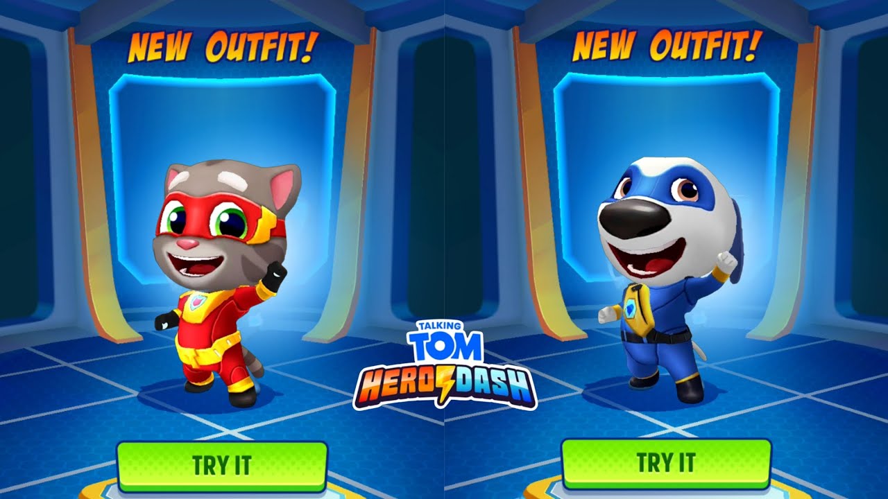 Talking Tom Hero Dash Mission Impossible 025 - Unlock Random Heroes - Split Screen Games