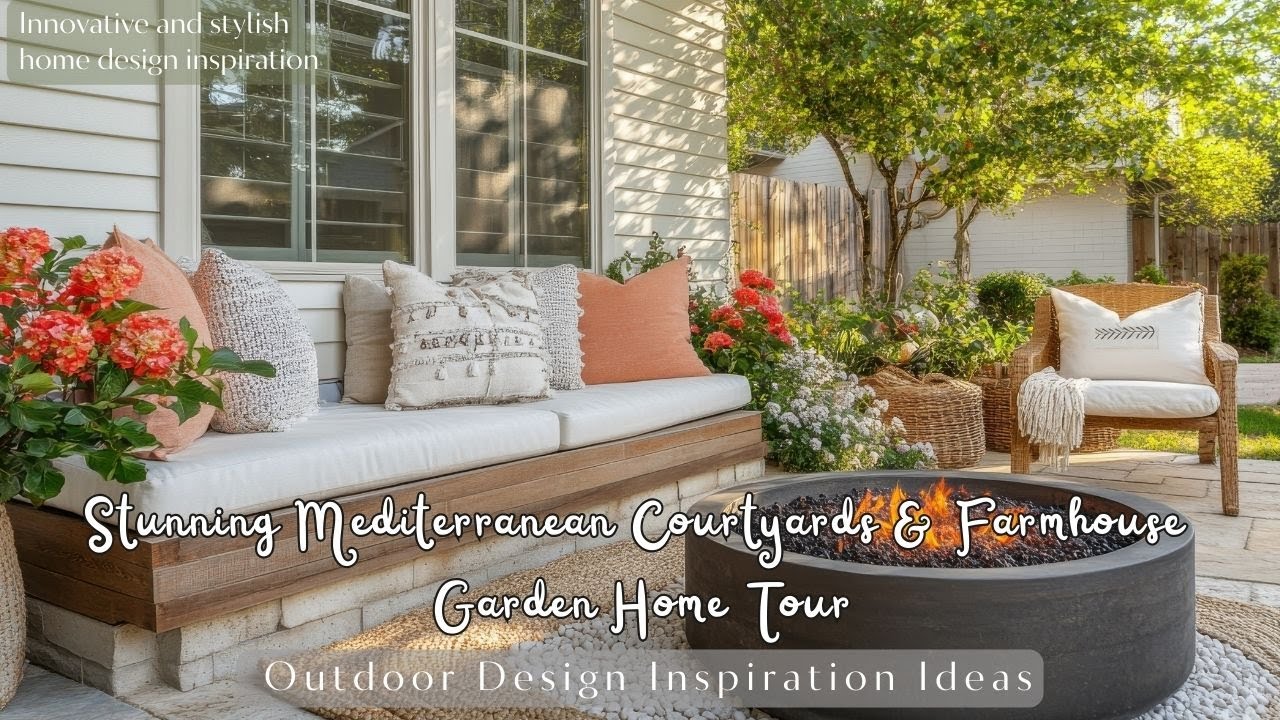 Stunning Mediterranean Courtyards & Farmhouse Garden Home Tour | Outdoor Design Inspiration Ideas