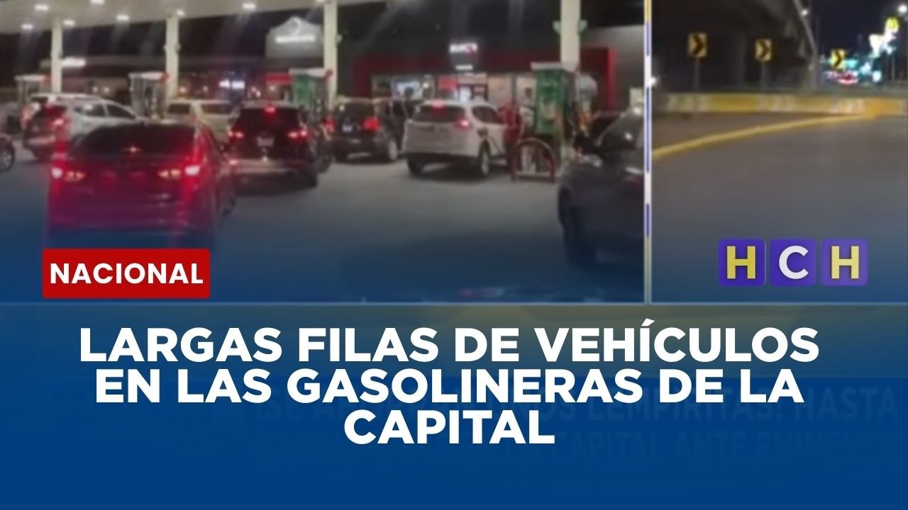 Largas filas de vehículos en las gasolineras de la capital