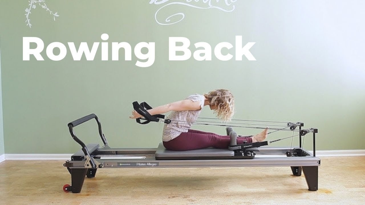 Гребля на спине на тренажере Pilates Reformer