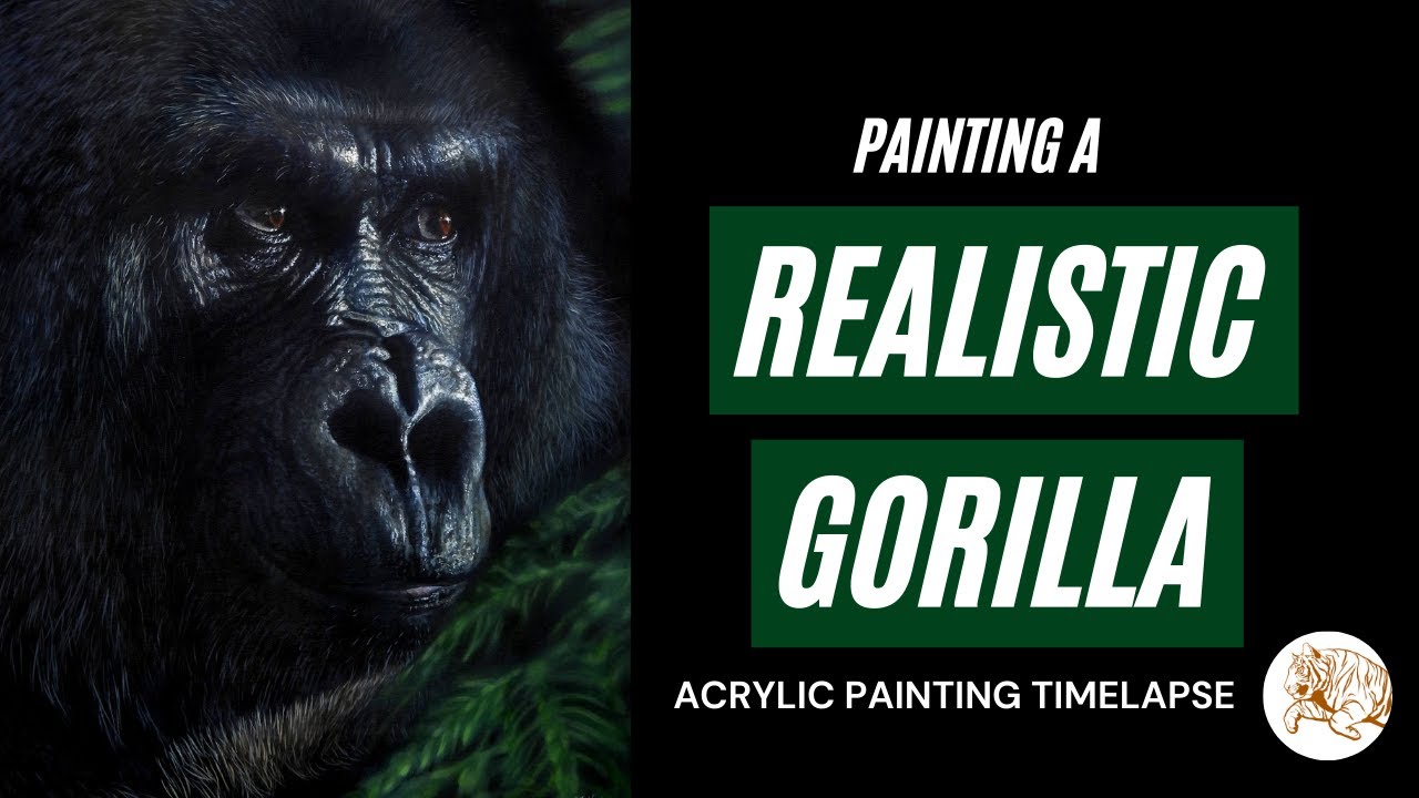 Painting A REALISTIC Gorilla | Acrylic Painting Timelapse