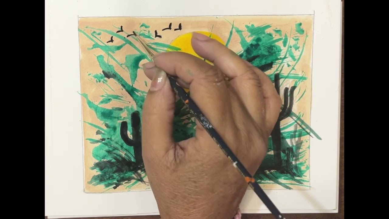 Abstract watercolour Painting /Cactusart /Pine tree /Easy Art /Nature /Abstract 