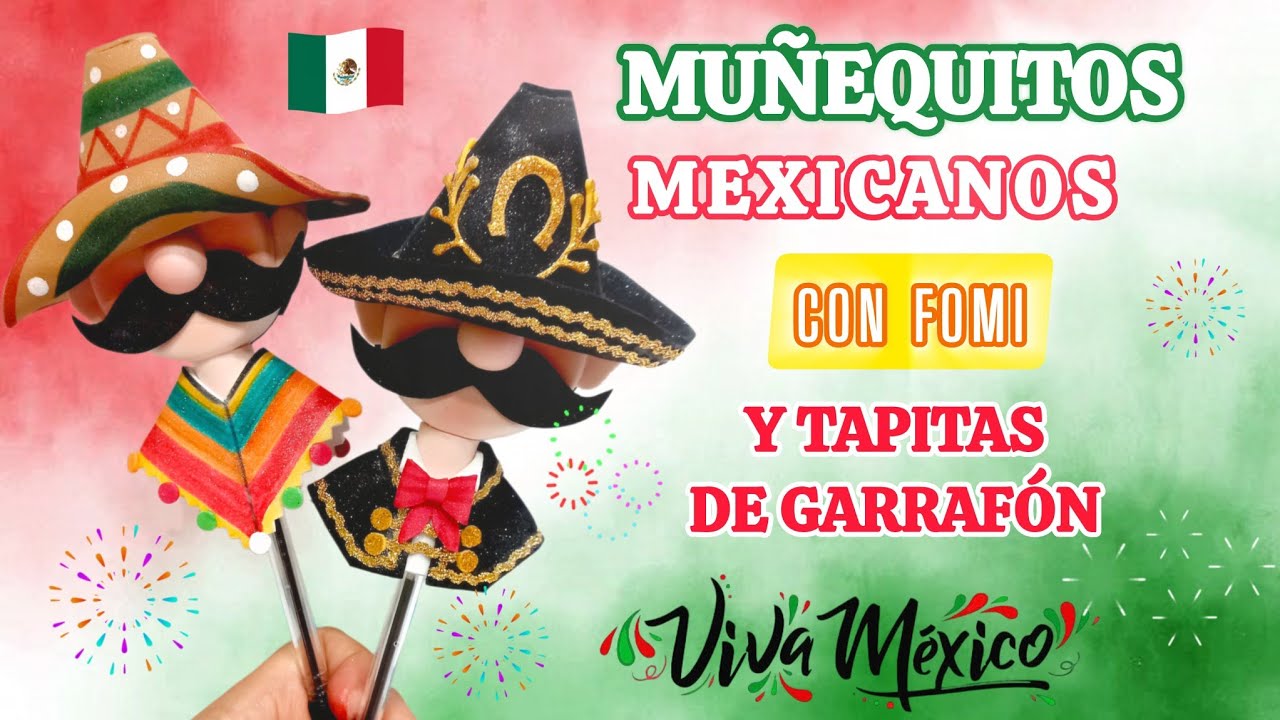 👉 Muñequitos Mexicanos con Fomy 🎉 | Reciclando Tapitas de Garrafón 🇲🇽 Manualidades Fáciles
