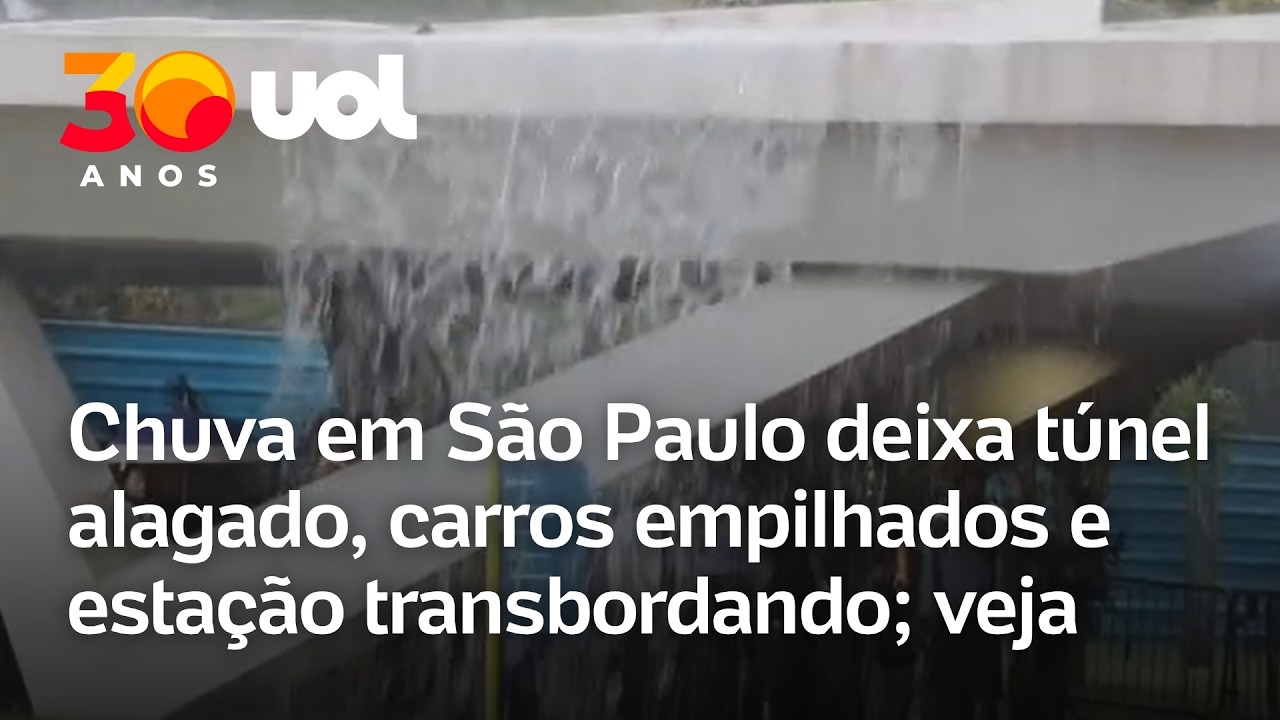 Chuva em S&atilde;o Paulo deixa t&uacute;nel alagado, carros empilhados e esta&ccedil;&atilde;o transbordando; veja v&iacute;deos