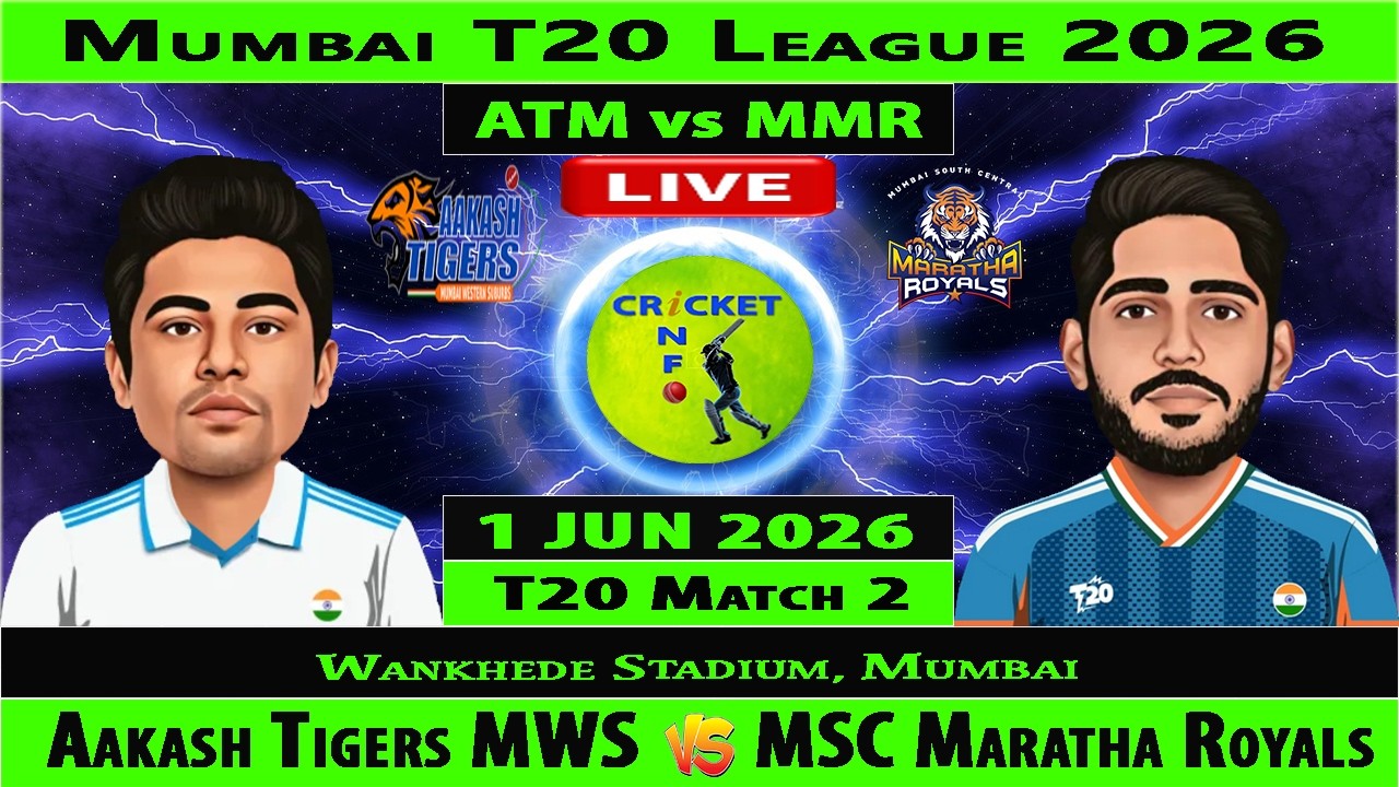 Aakash Tigers vs Maratha Royals | AT vs MR Live | 2nd Match of Mumbai T20 League 2026 | MR vs AT