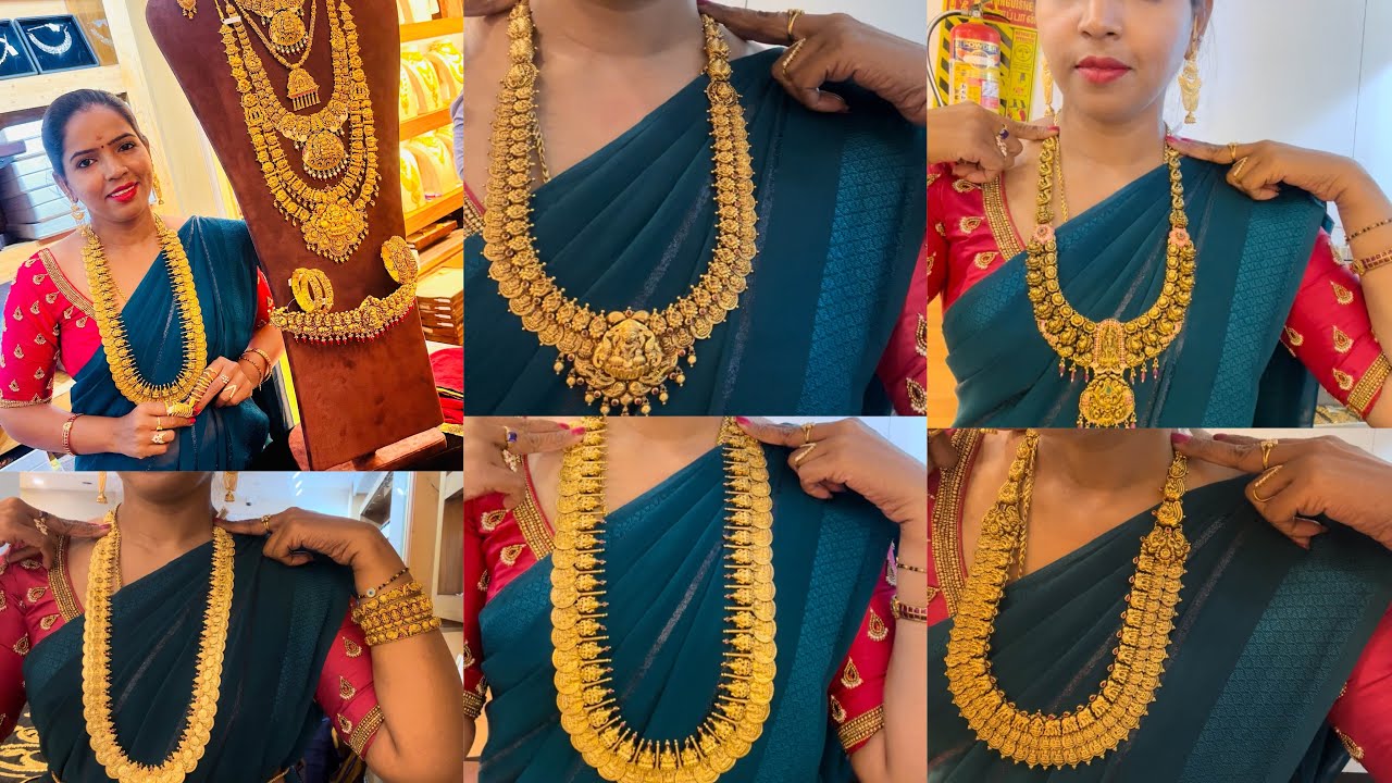 Gold Kasumalai Antique Light weight wedding Jewellery Necklace Row Mala 2 in 1 Haram 8Grams |Online
