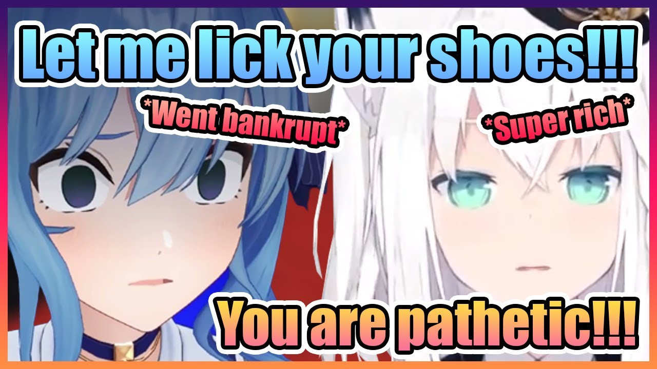 Suisei Went Bankrupt and Offered to Lick Fubuki’s Shoes in Exchange for Money…【Hololive】