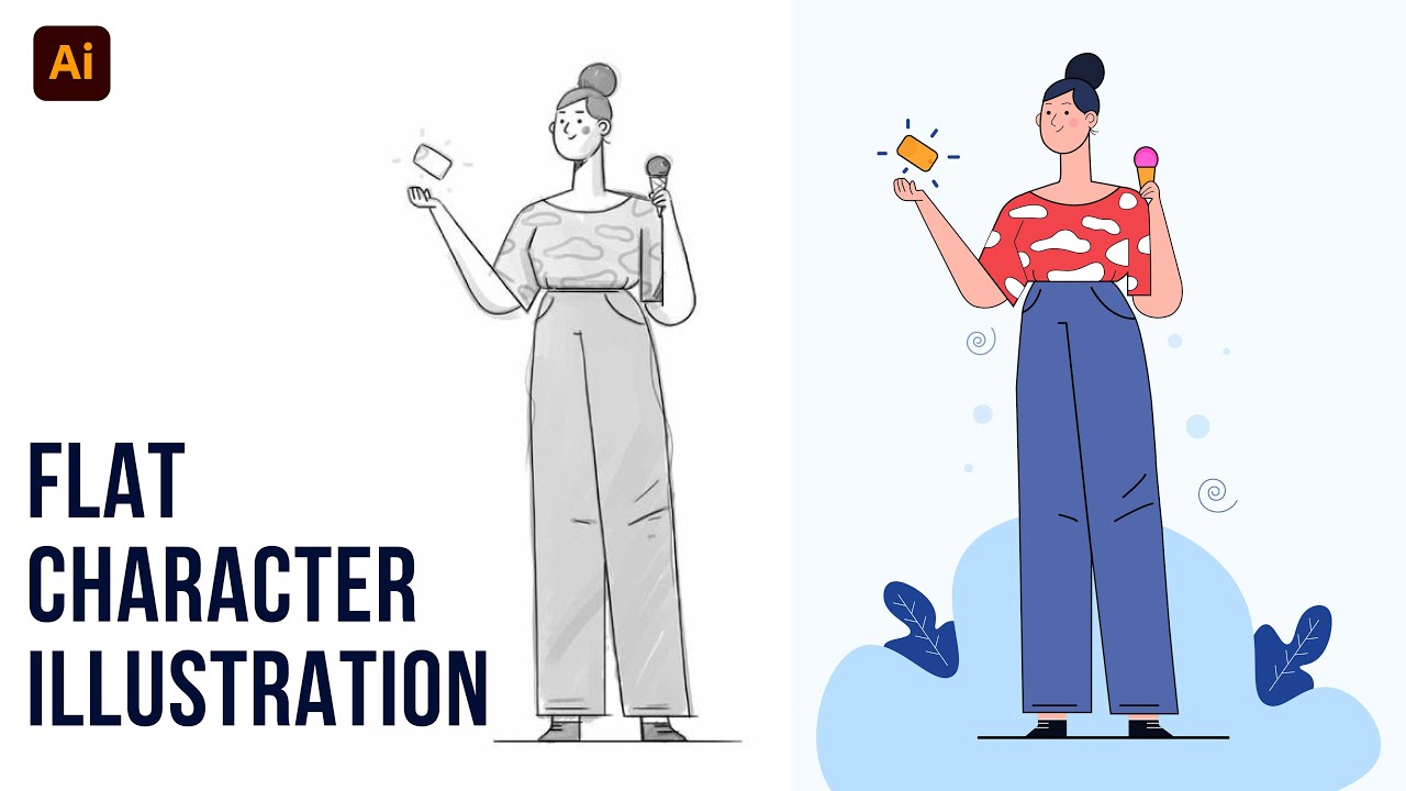 Flat Character Design in Adobe Illustrator | Adobe Illustrator Character Illustration Tutorial