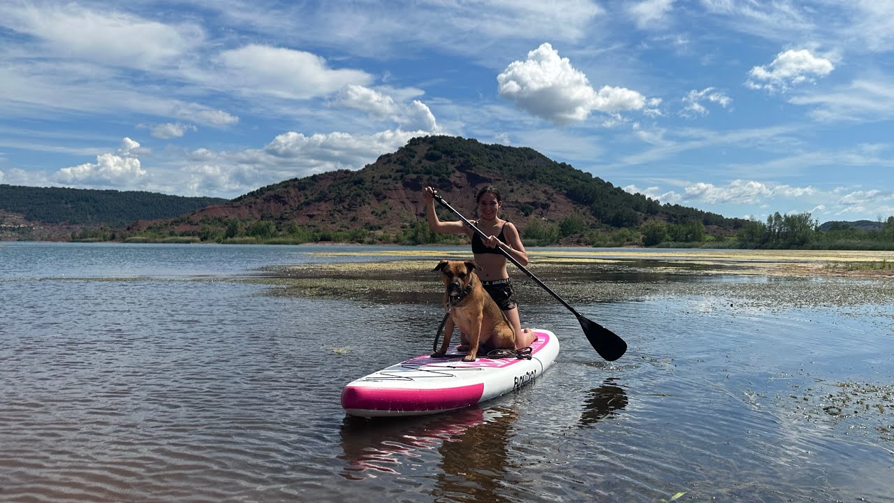 Je m’essaie au paddle sur le Lac du Salagou• vlog 45 #americanbully#campingcar#nomade#salagou