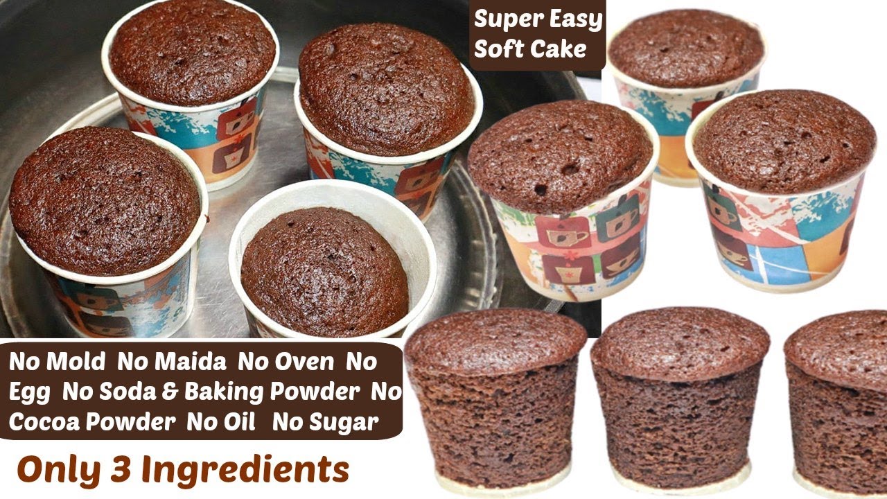Soft Cake In Tea Cup | Only 3 Ingredients/Eggless Chocolate Cake Without Oven/Easy Cake Recipe Video