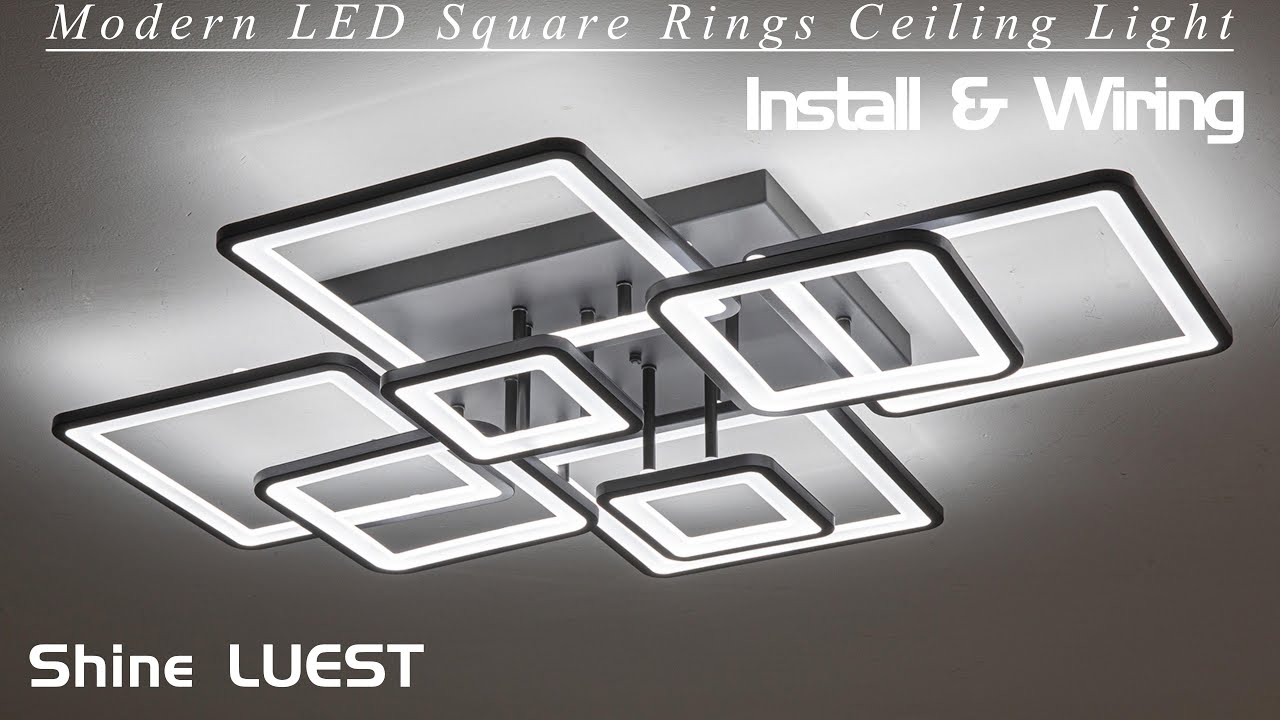 Shine LUEST Modern LED Square Rings Ceiling Light Fixturs, Support Wall Switch/Remote Control/App