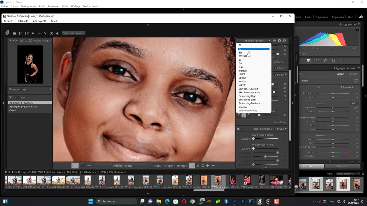 Retoucher plusieurs photos sur Lightroom  lisser la peau avec SkinFiner  Tuto complet