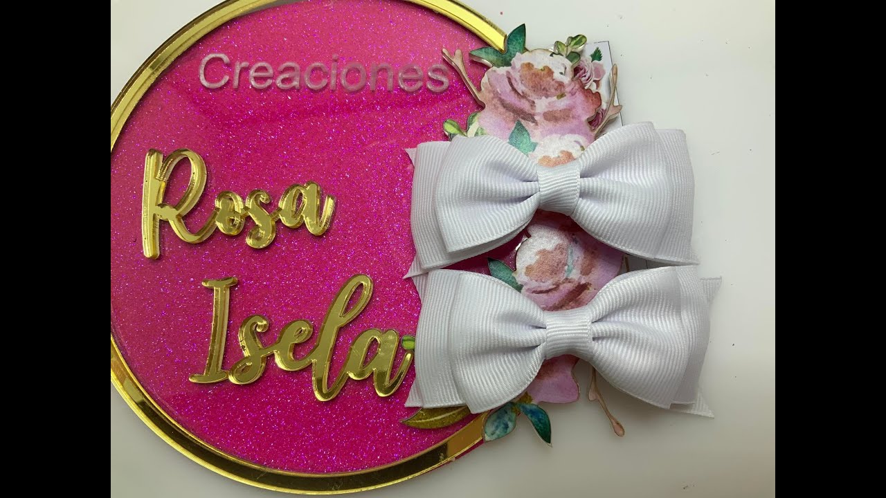 par de moños  blancos para preescolar  VIDEO No. 970 creaciones rosa isela