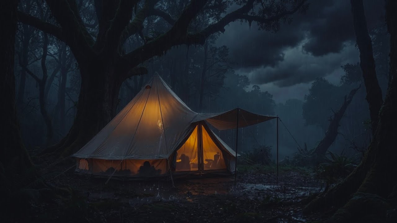 Heavy Rain on Tent in Deep Forest | ASMR Rain for Sleep & Relaxation