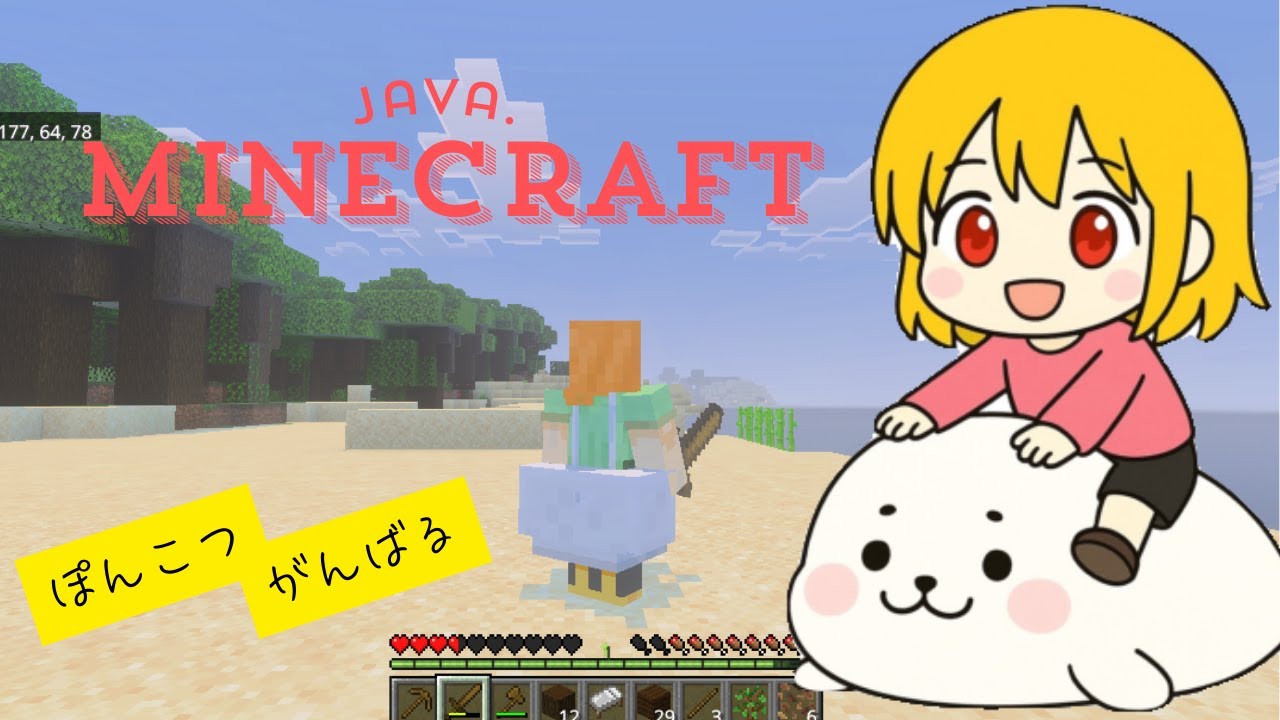Java版マイクラ初見でやったらボロボロでした…w