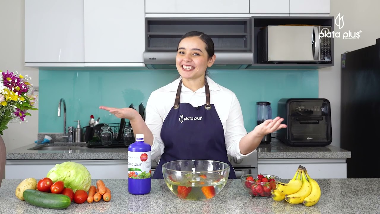 PLATA PLUS soluci&oacute;n de plata coloidal para desinfecci&oacute;n de frutas y verduras.
