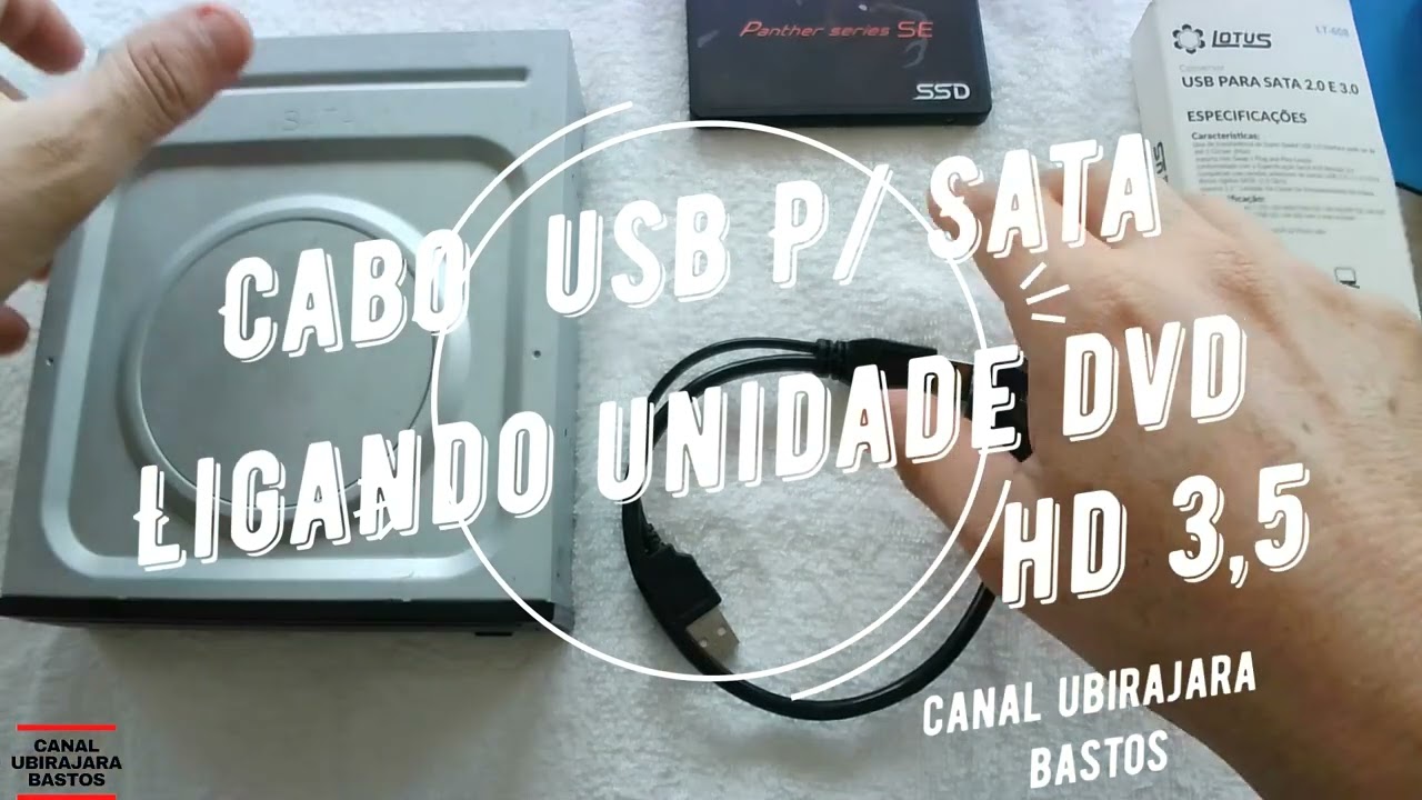 Cabo Sata Usb 3.0 Ligando Unidade DVD e HD 3,5! Simples e Rápido.