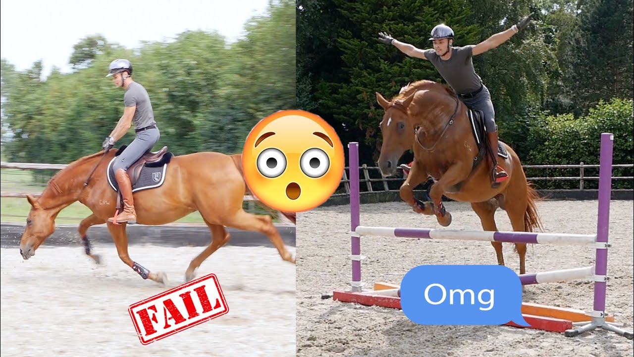 JUMPING MY HORSE WITH NO BRIDLE...(out of control)